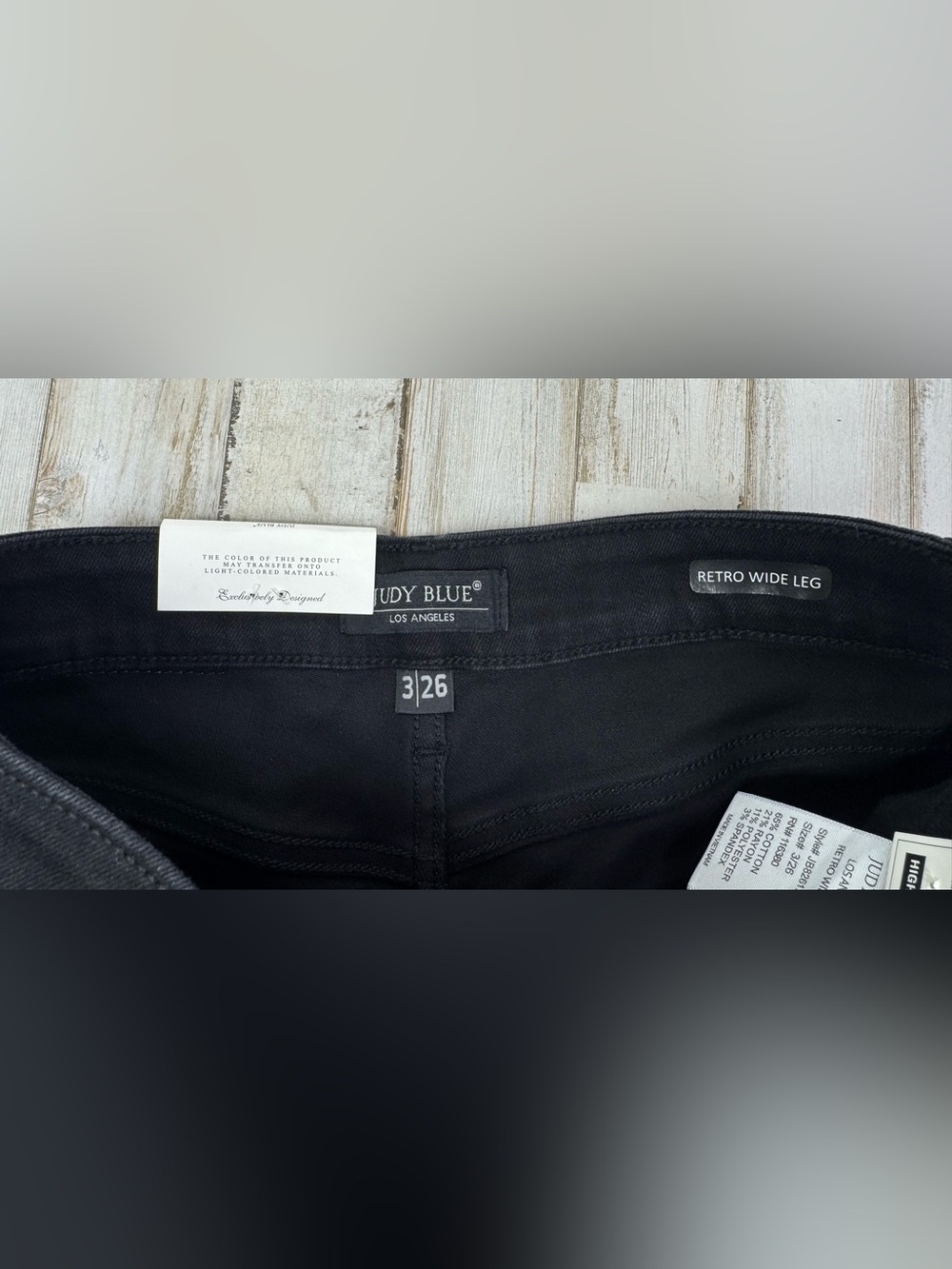 Judy Blue Jeans Womens 3/26 (26x35) Black High Rise Retro Wide Leg Fit NWT - Picture 4 of 11